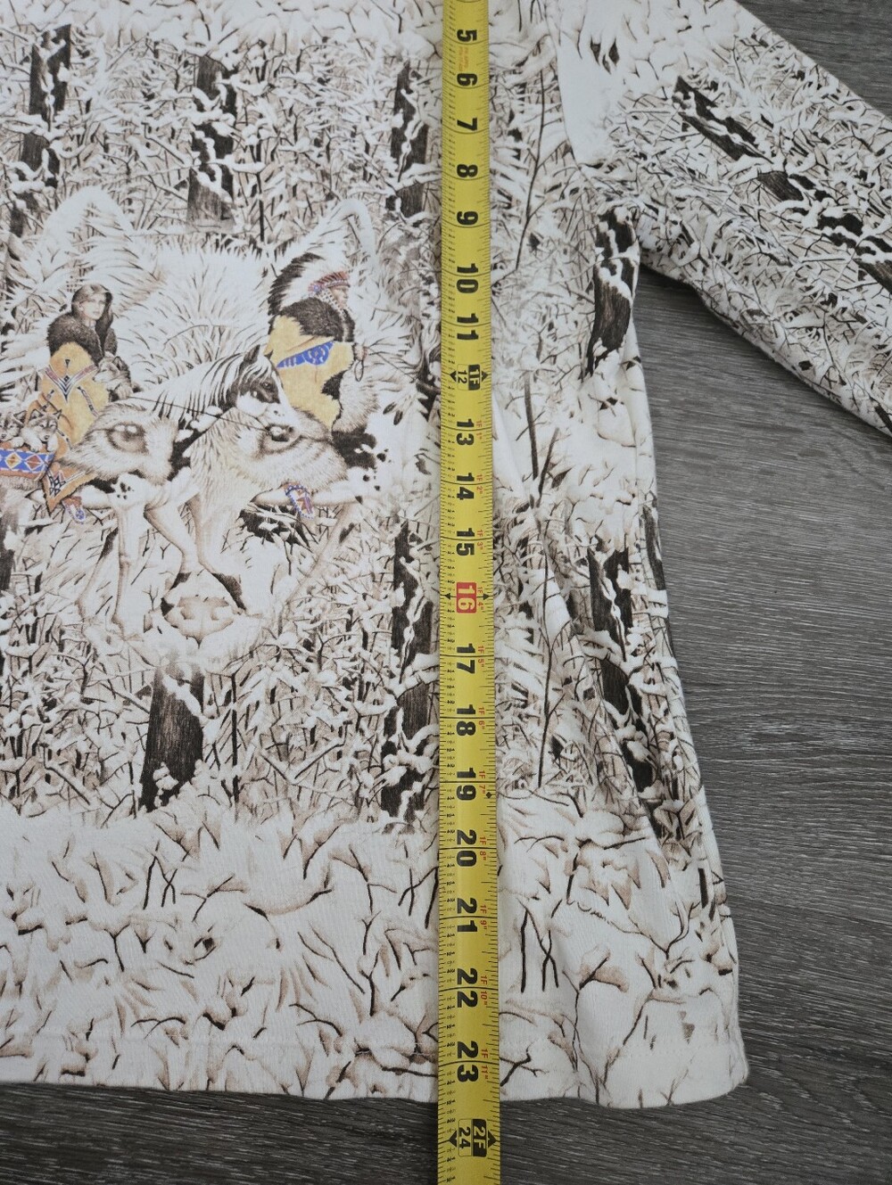 Vintage Wolf Native American Cotton 3/4 Sleeve Shirt Size Medium - Picture 9 of 10